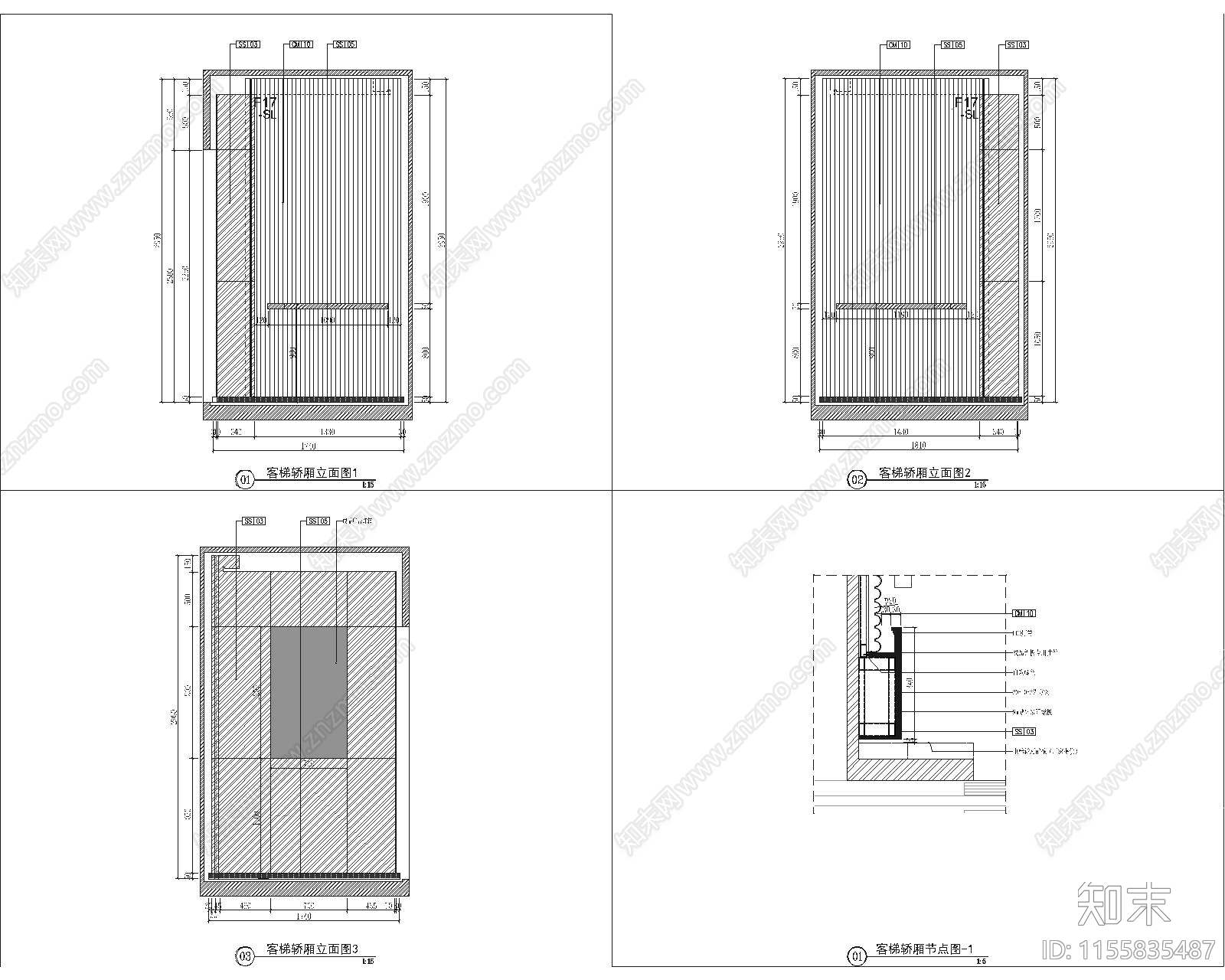 客用电梯cad施工图下载【ID:1155835487】