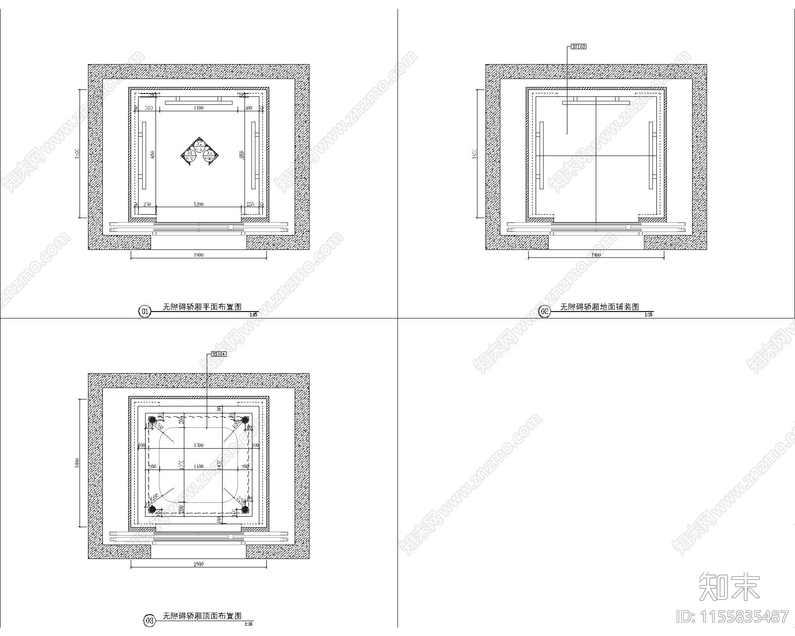 客用电梯cad施工图下载【ID:1155835487】