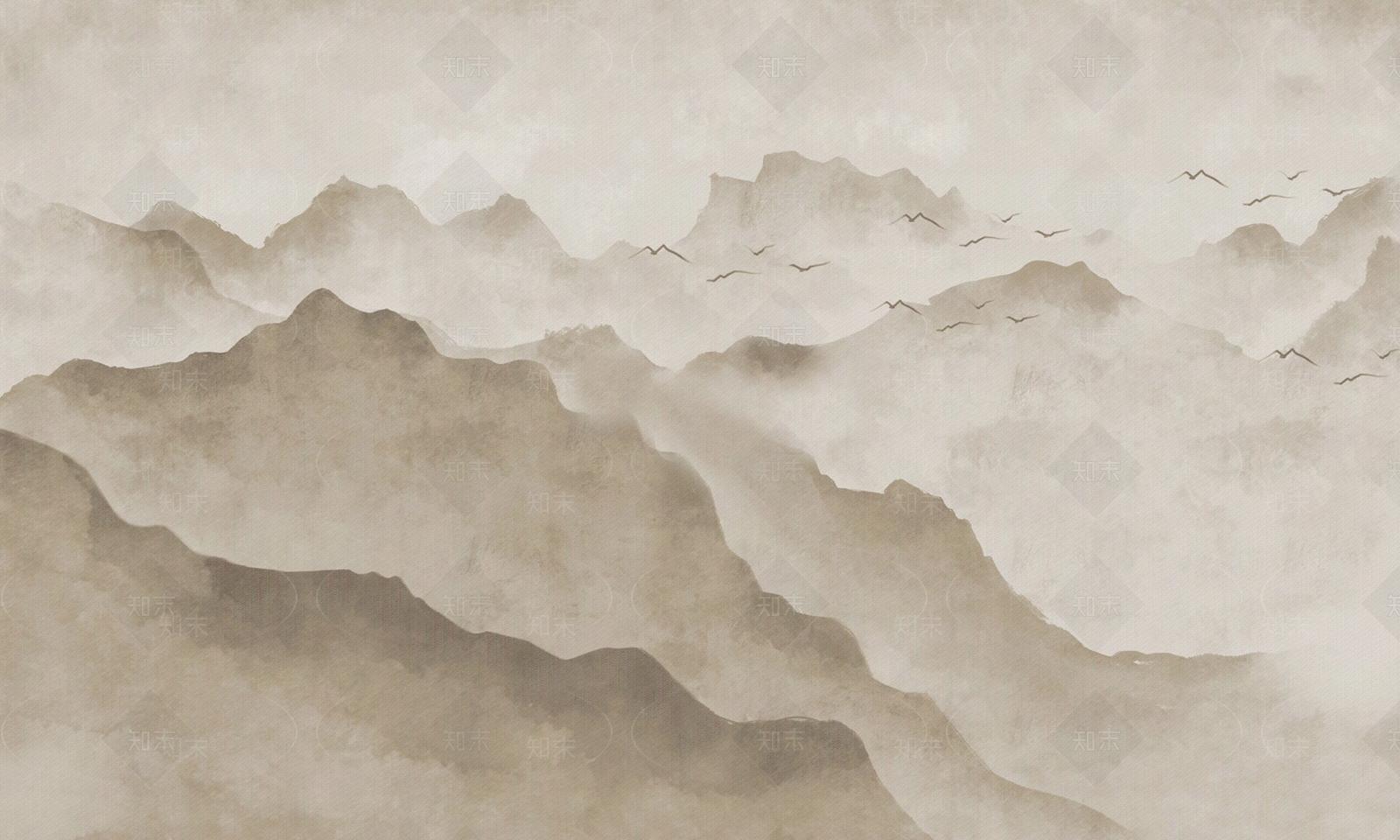 新中式山水壁纸贴图下载【ID:1155835924】