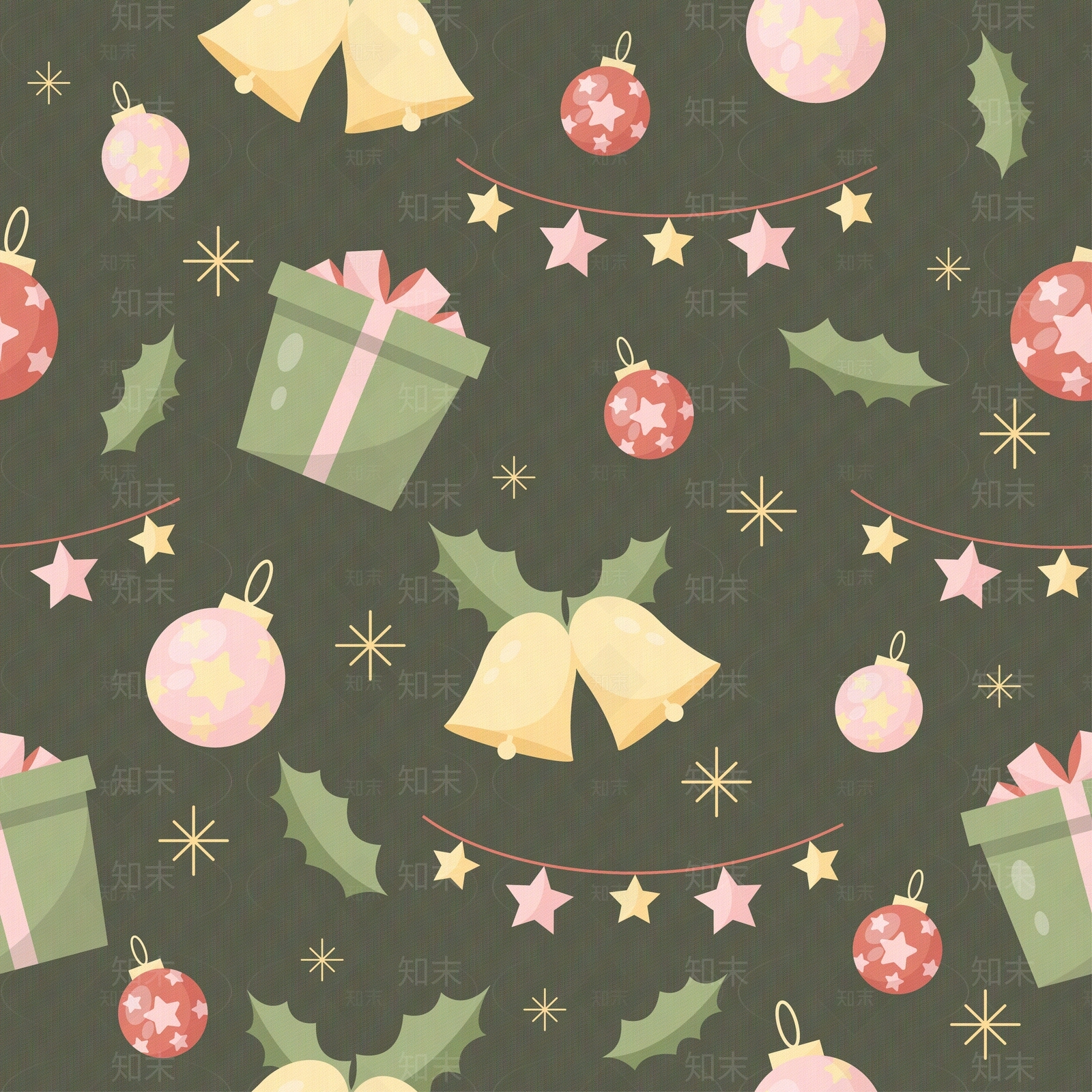 无缝圣诞卡通儿童壁纸贴图下载【ID:1155836377】