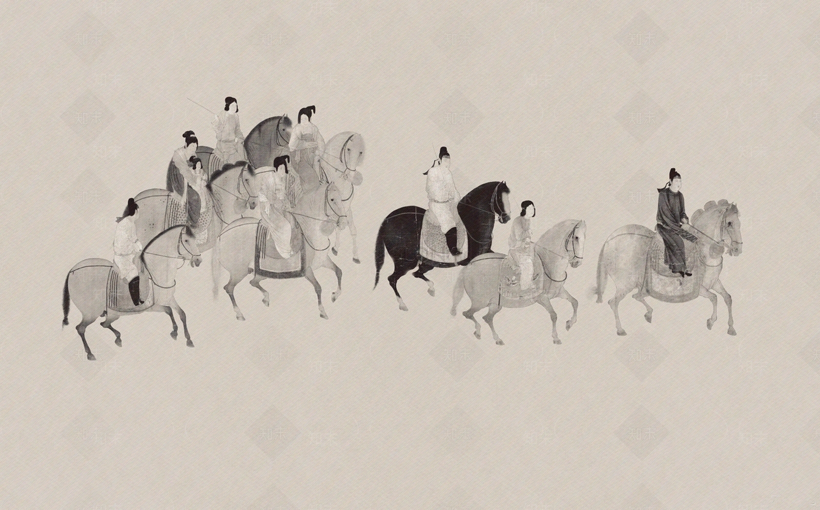 中式画虢国夫人游春图贴图下载【ID:1155837617】