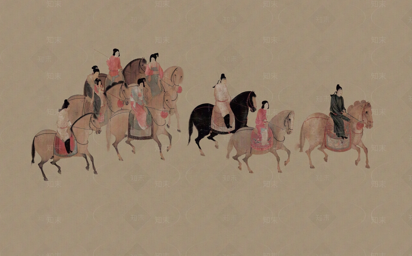 中式画虢国夫人游春图贴图下载【ID:1155837764】