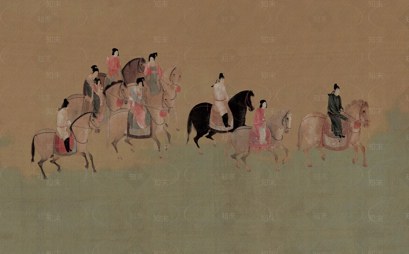 中式画虢国夫人游春图贴图下载【ID:1155837890】