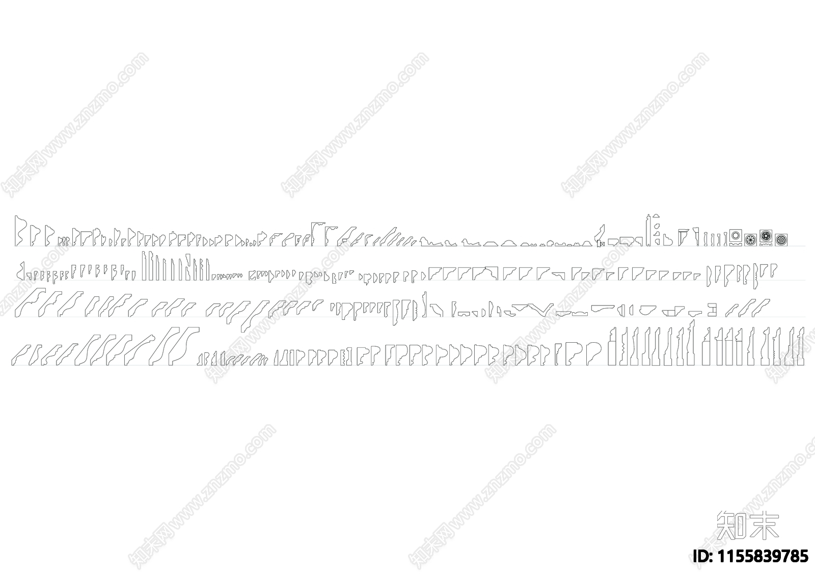 完全够用的各种装饰角线cad施工图下载【ID:1155839785】