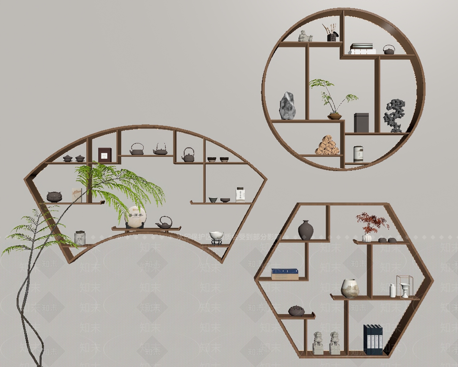 新中式置物架SU模型下载【ID:1155841902】