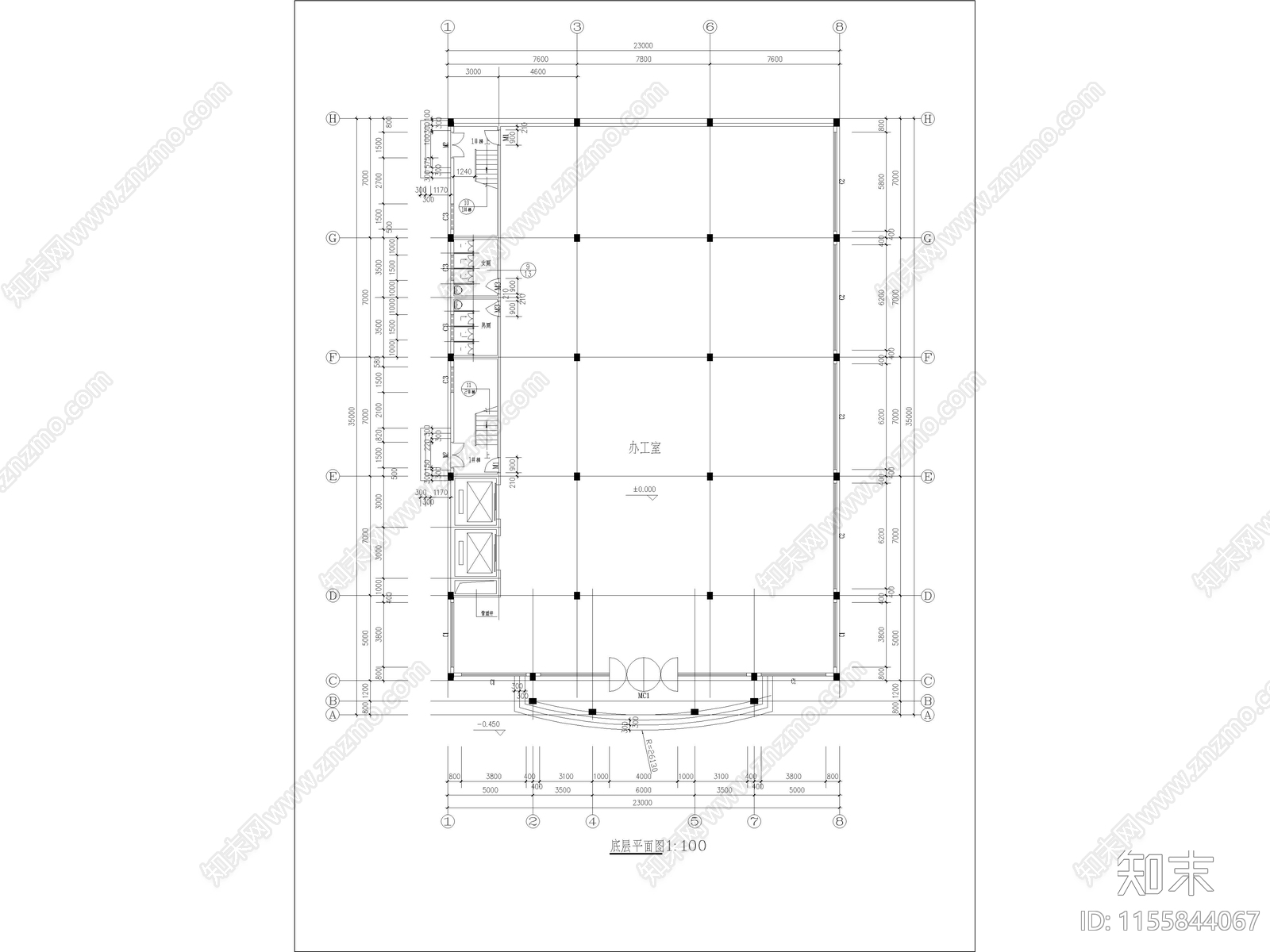 综合楼建筑图cad施工图下载【ID:1155844067】