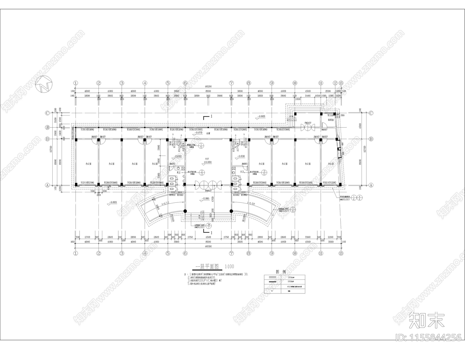 综合大楼建筑设计图纸cad施工图下载【ID:1155844256】