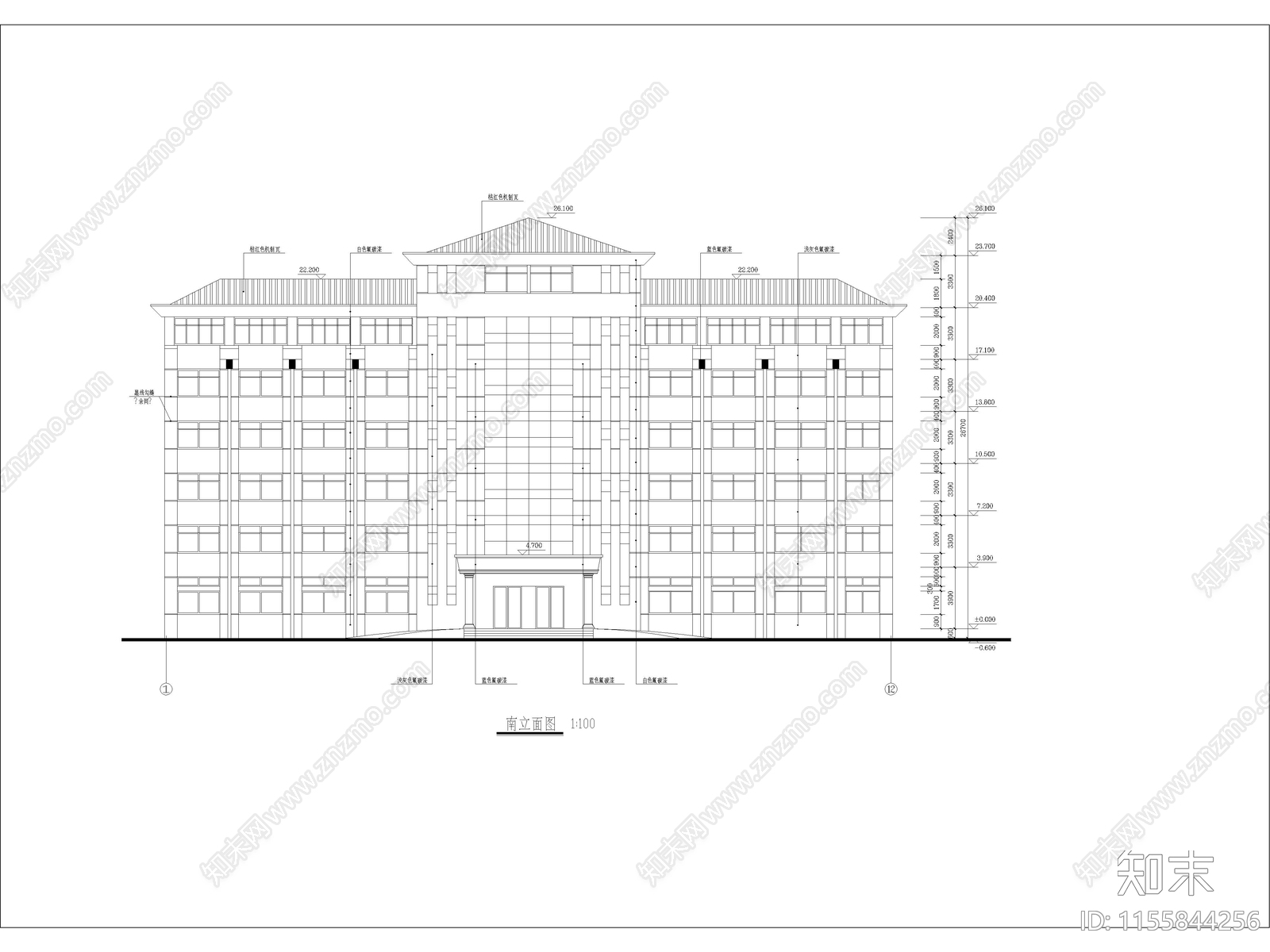 综合大楼建筑设计图纸cad施工图下载【ID:1155844256】