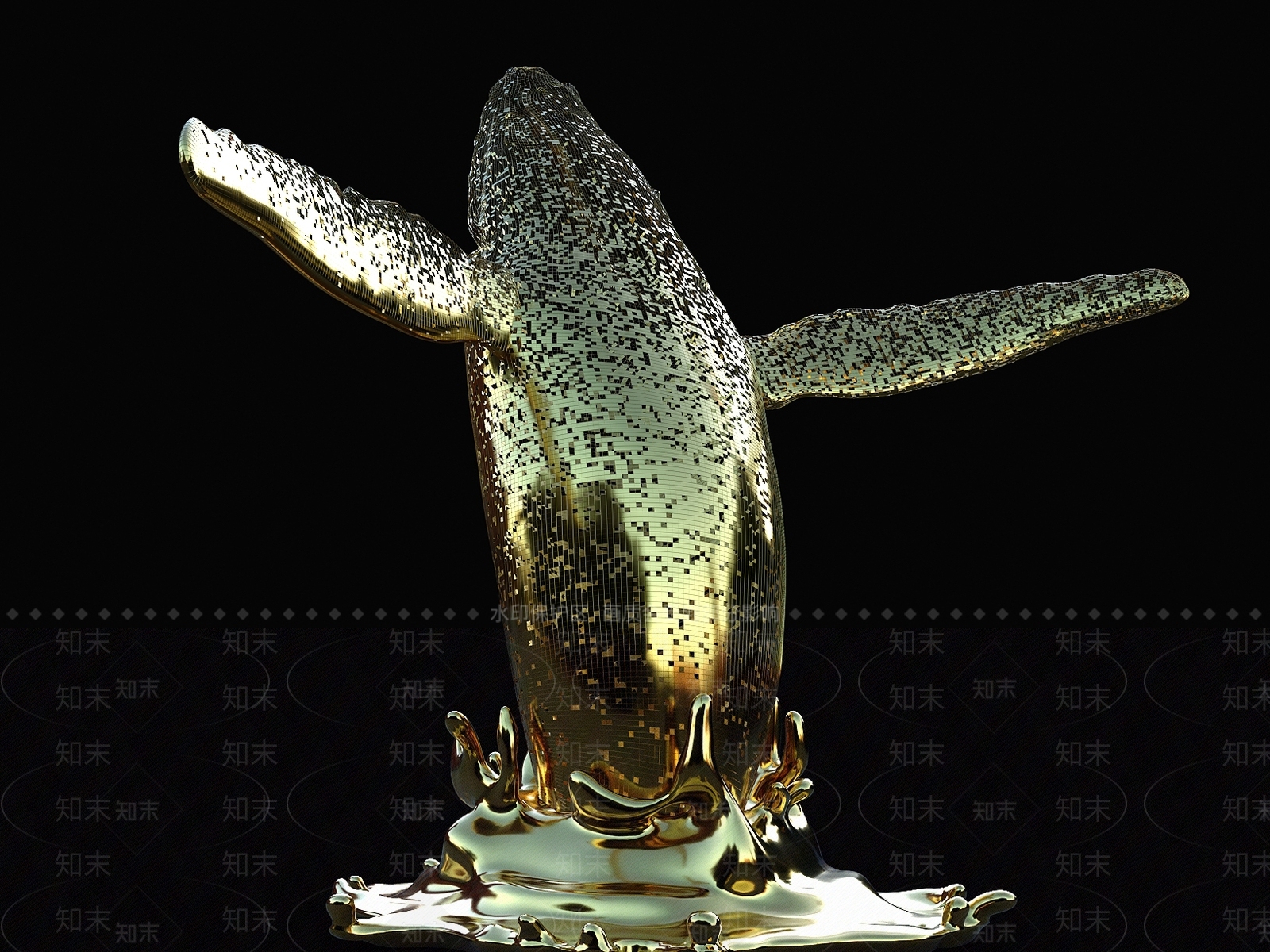 现代鲸鱼雕塑3D模型下载【ID:1155846725】