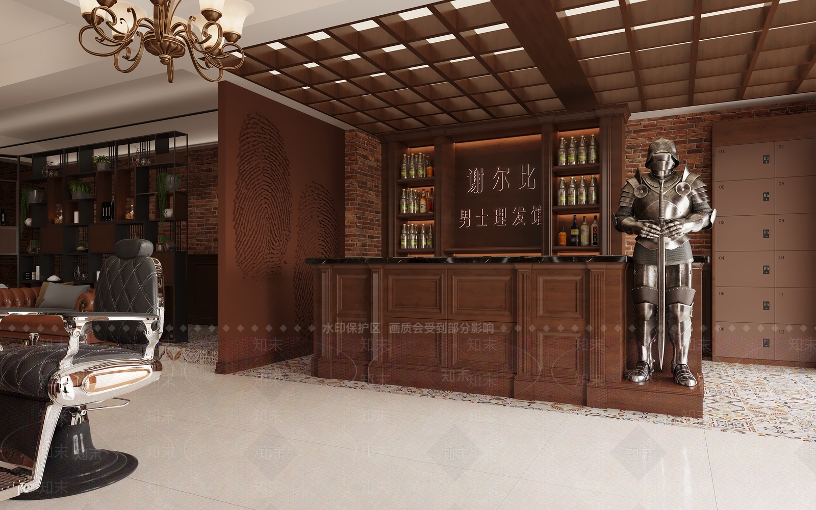 美式理发店3D模型下载【ID:1155850023】