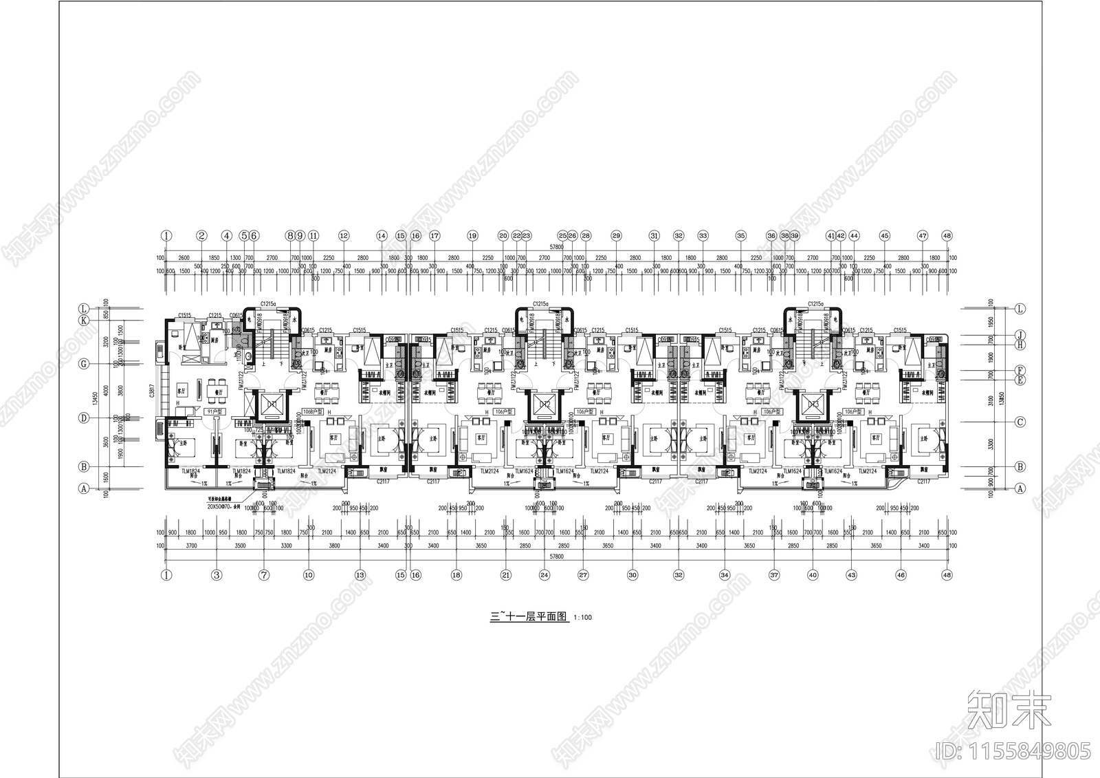 现代多层洋房户型说明节能全套cad施工图下载【ID:1155849805】