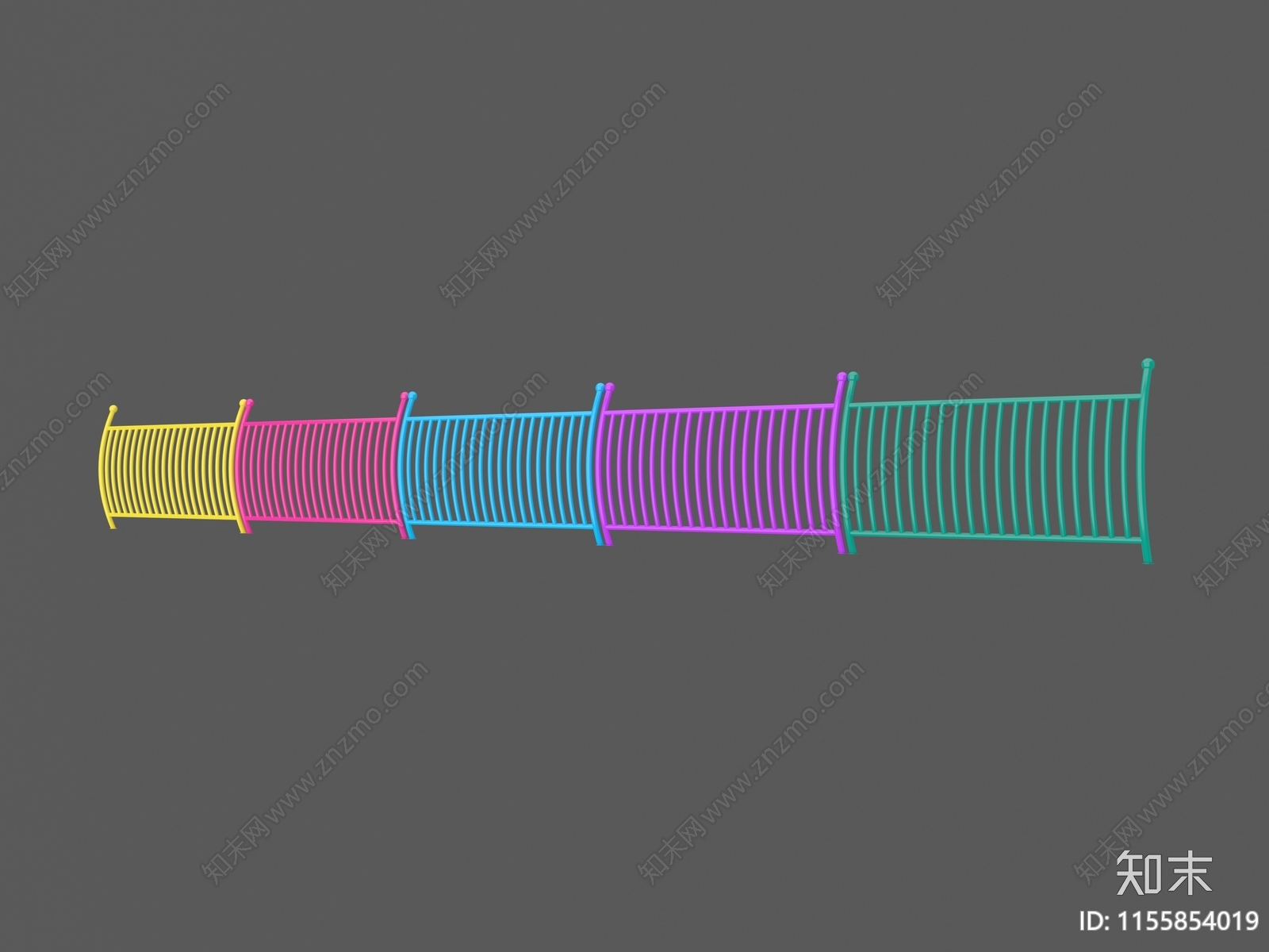 现代乐园弧形栏杆3D模型下载【ID:1155854019】