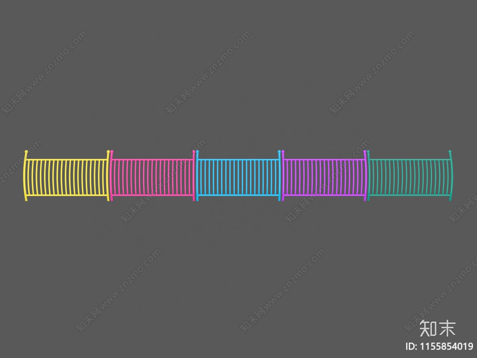 现代乐园弧形栏杆3D模型下载【ID:1155854019】