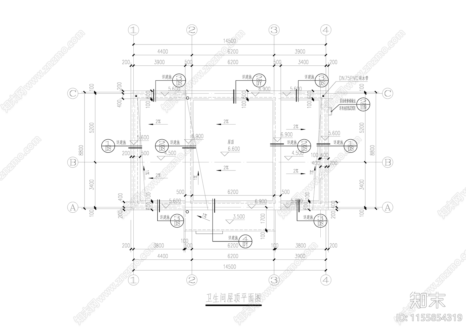 公共厕所cad施工图下载【ID:1155854319】