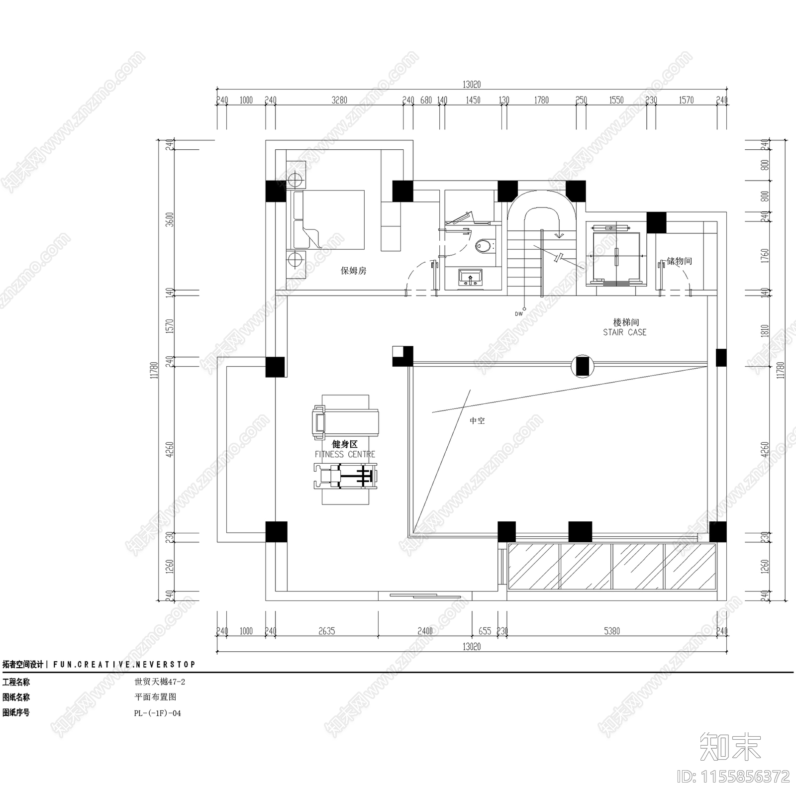 上海世贸天樾三层别墅奶油风室内家装CAcad施工图下载【ID:1155856372】