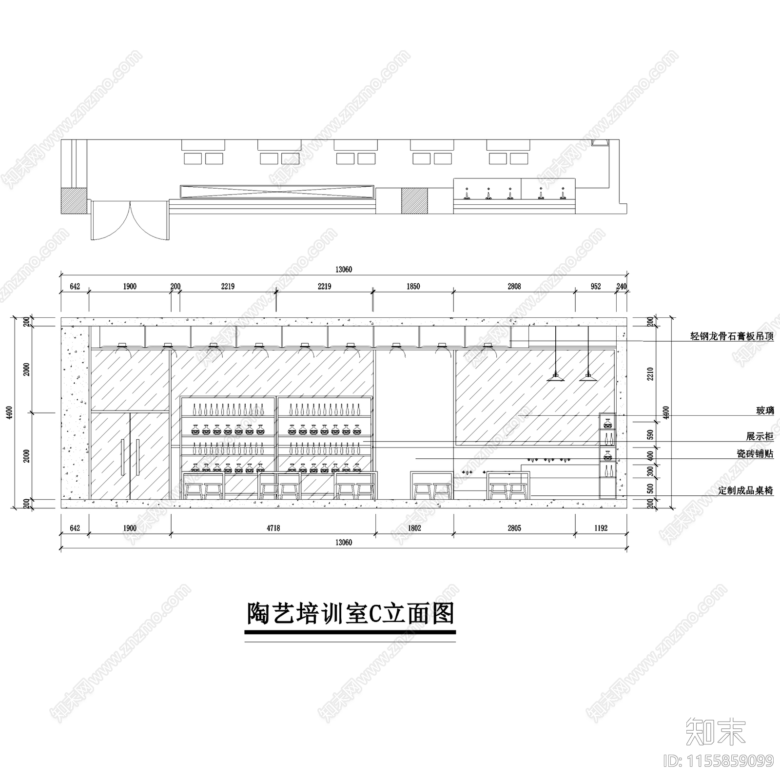 新中式茶颜观舍茶室茶具茶馆文化店室内工装cad施工图下载【ID:1155859099】