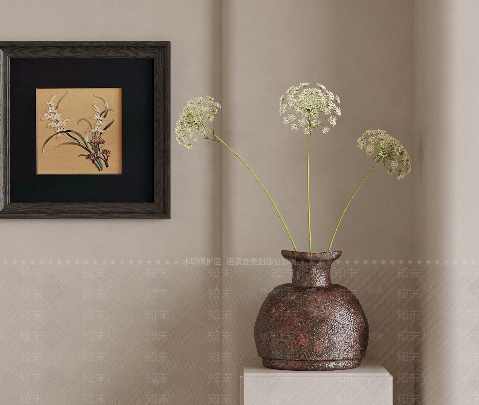 侘寂陶罐花瓶花艺SU模型下载【ID:1155861786】