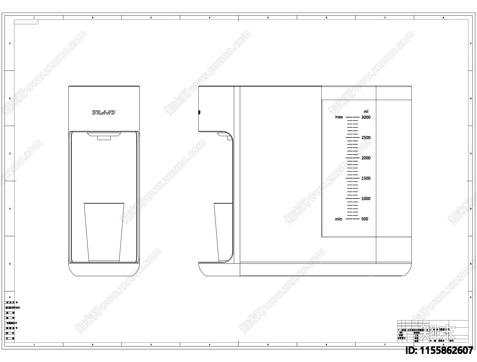 饮水机线稿图cad施工图下载【ID:1155862607】