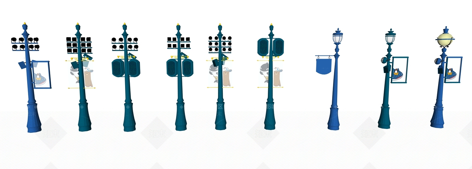 现代景观灯柱SU模型下载【ID:1155864726】