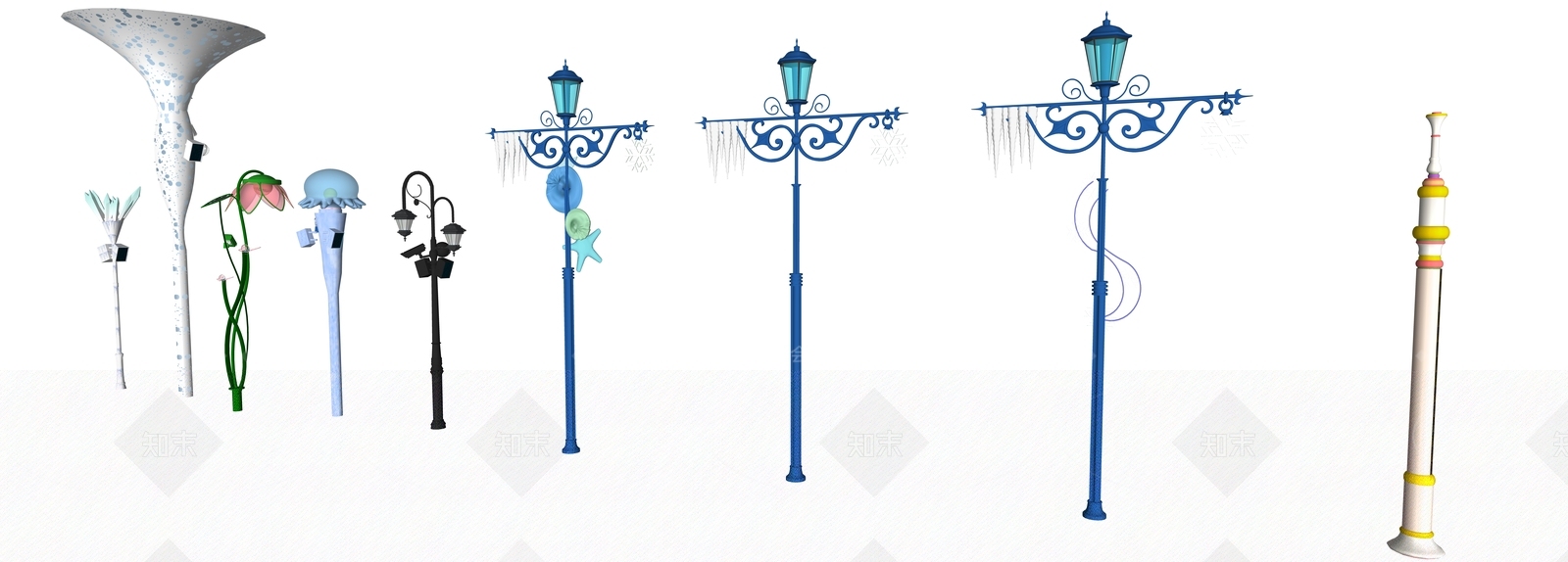 现代景观灯柱SU模型下载【ID:1155864789】