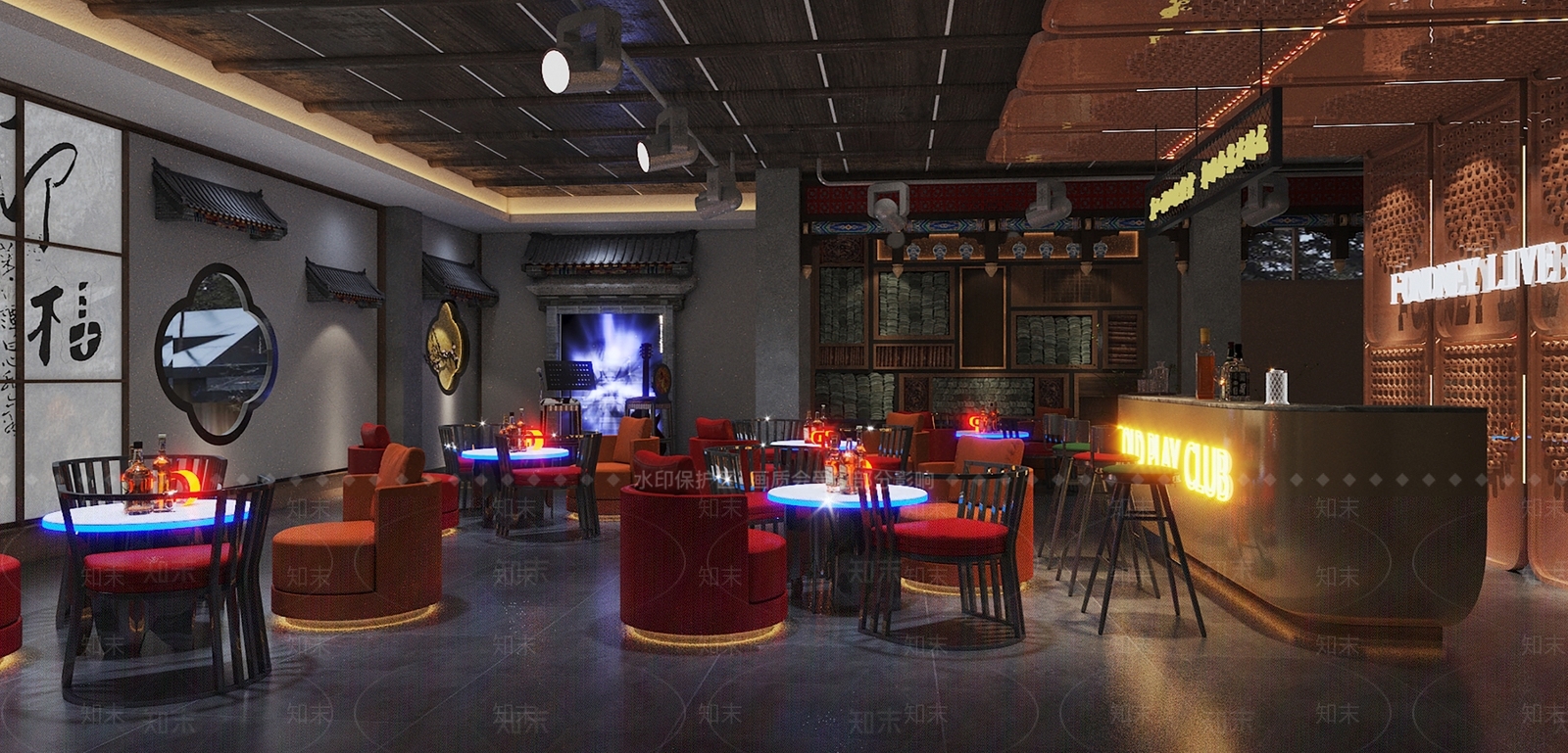 新中式酒吧3D模型下载【ID:1155865777】