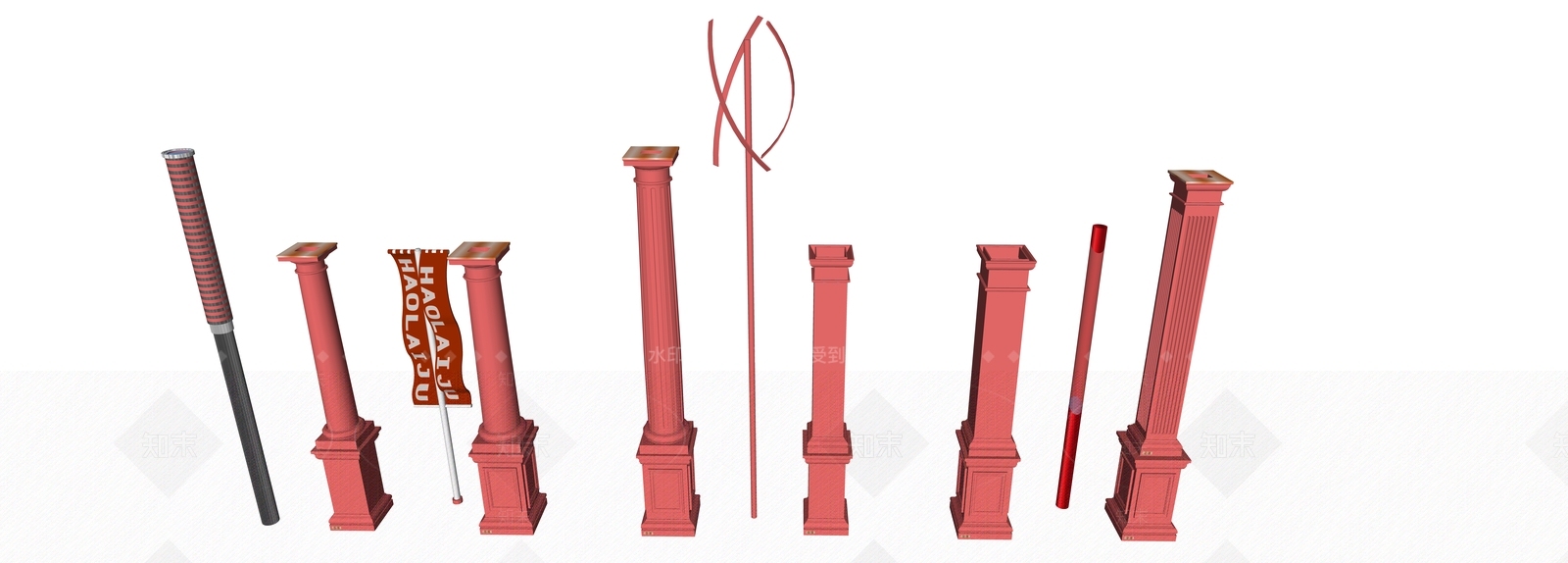 现代景观灯柱SU模型下载【ID:1155866680】