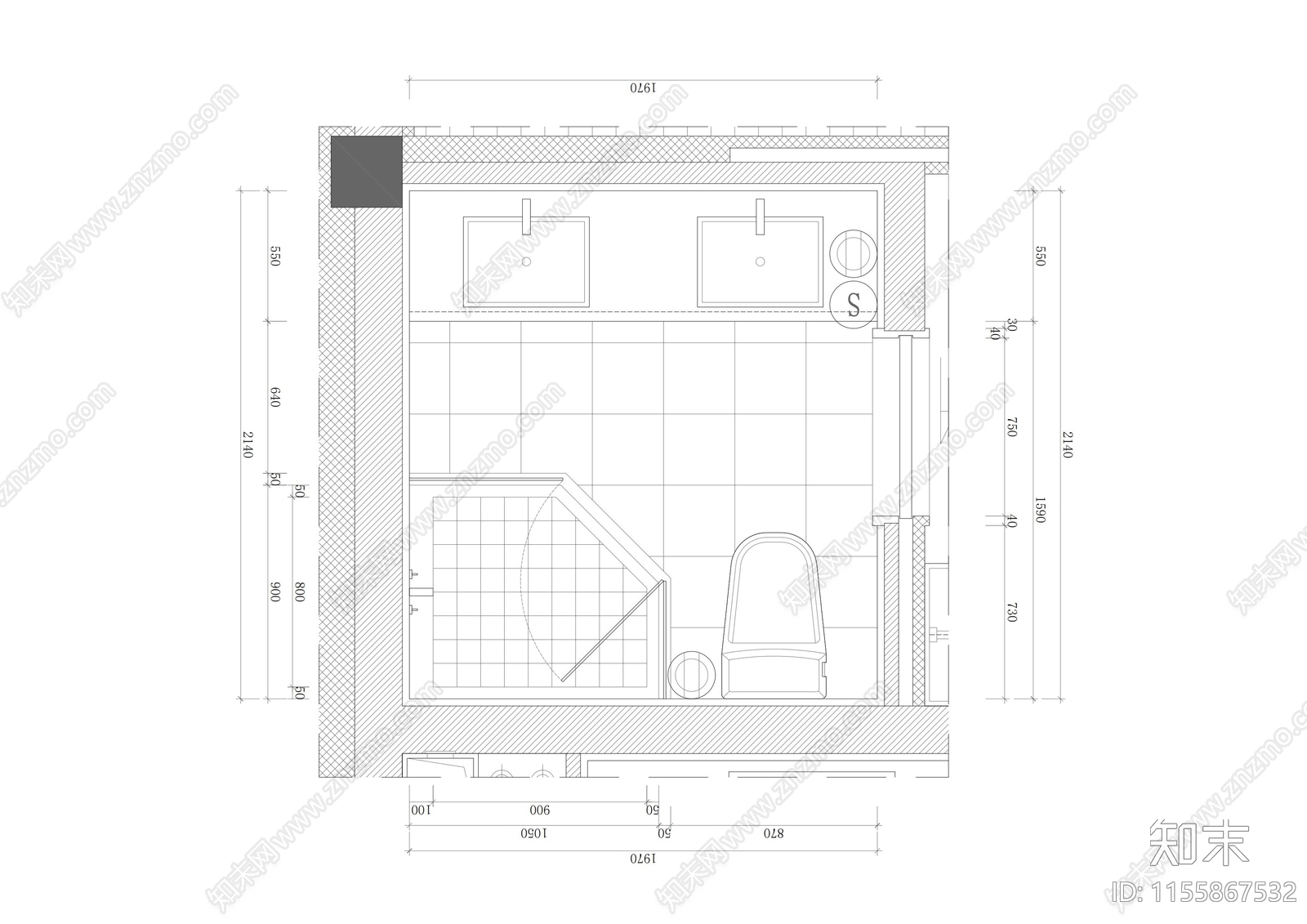 7套卫生间平立cad施工图下载【ID:1155867532】