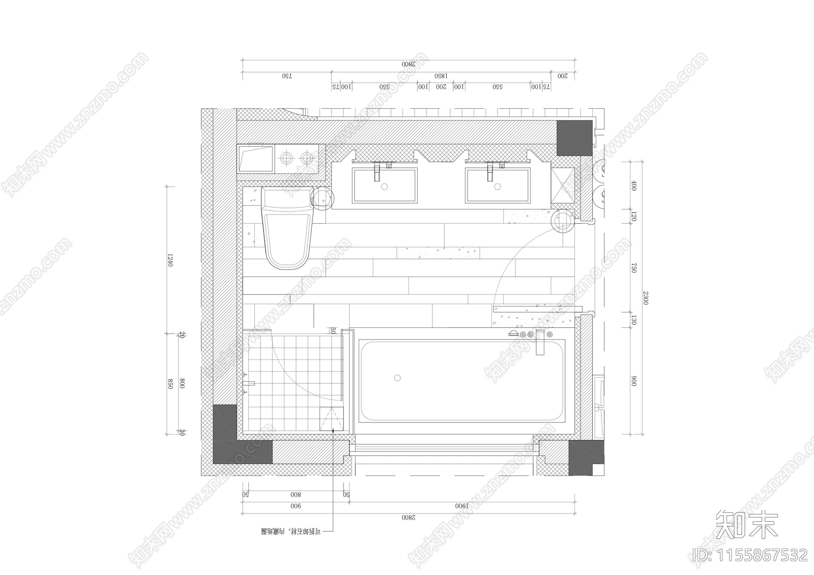 7套卫生间平立cad施工图下载【ID:1155867532】