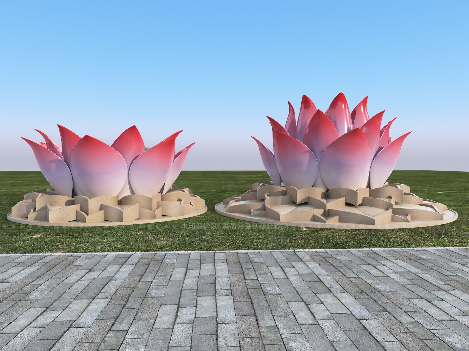 中式莲花雕塑SU模型下载【ID:1155867510】