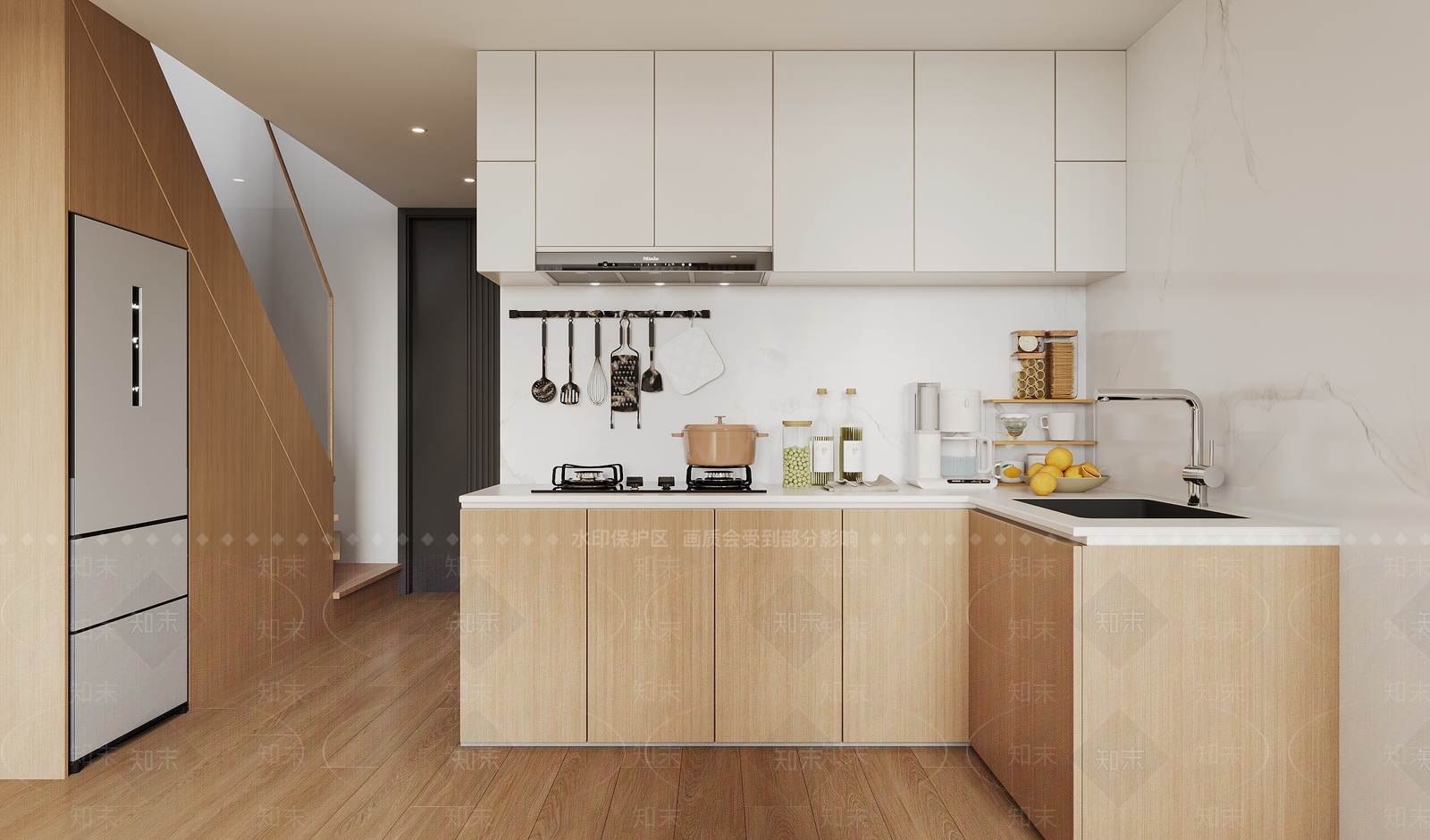 现代原木loft客厅3D模型下载【ID:1155868096】