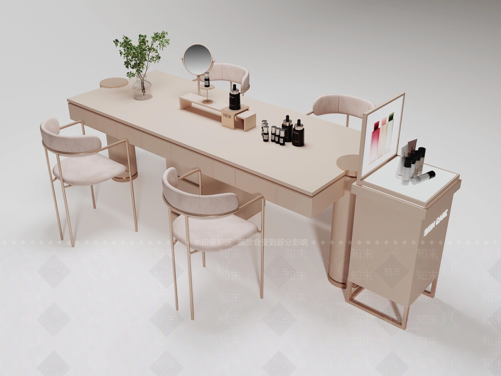 现代化妆品中岛展台SU模型下载【ID:1155871295】
