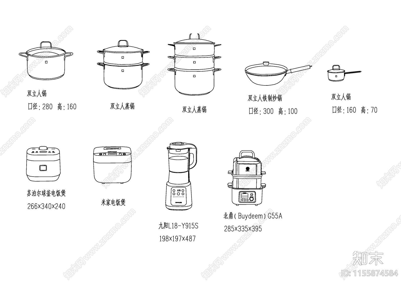 厨房小电器水壶cad施工图下载【ID:1155874584】