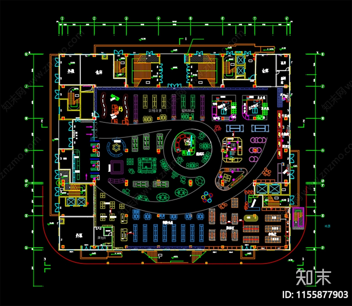 精品超市平面图施工图下载【ID:1155877903】