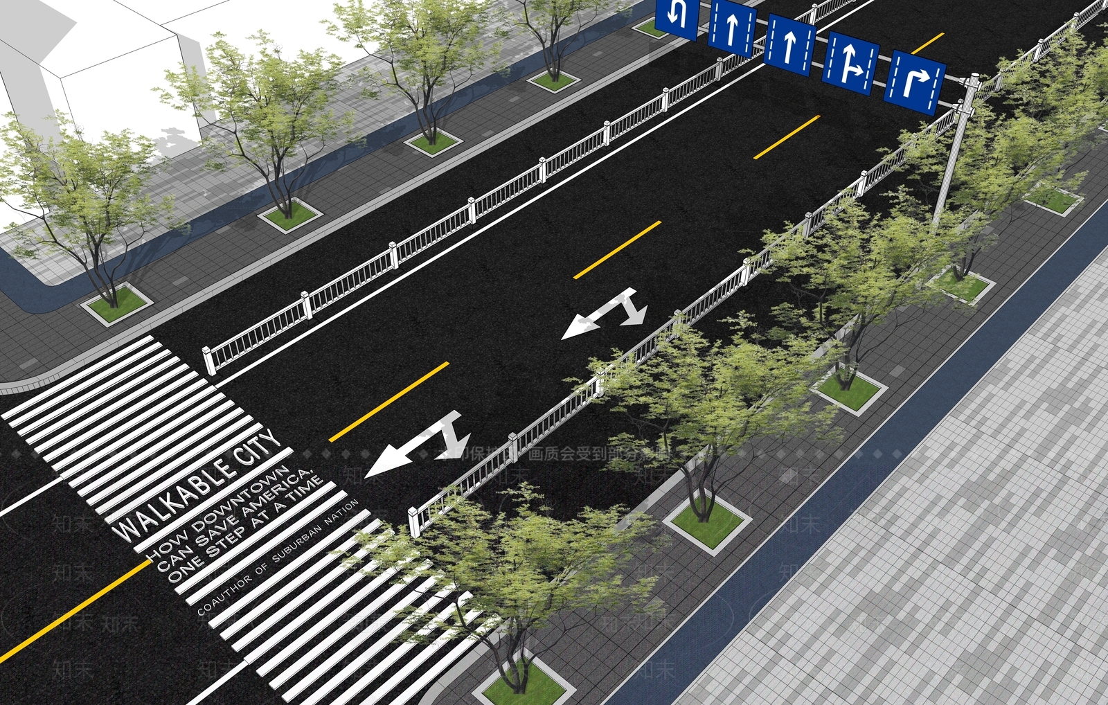 现代市政道路景观SU模型下载【ID:1155878512】