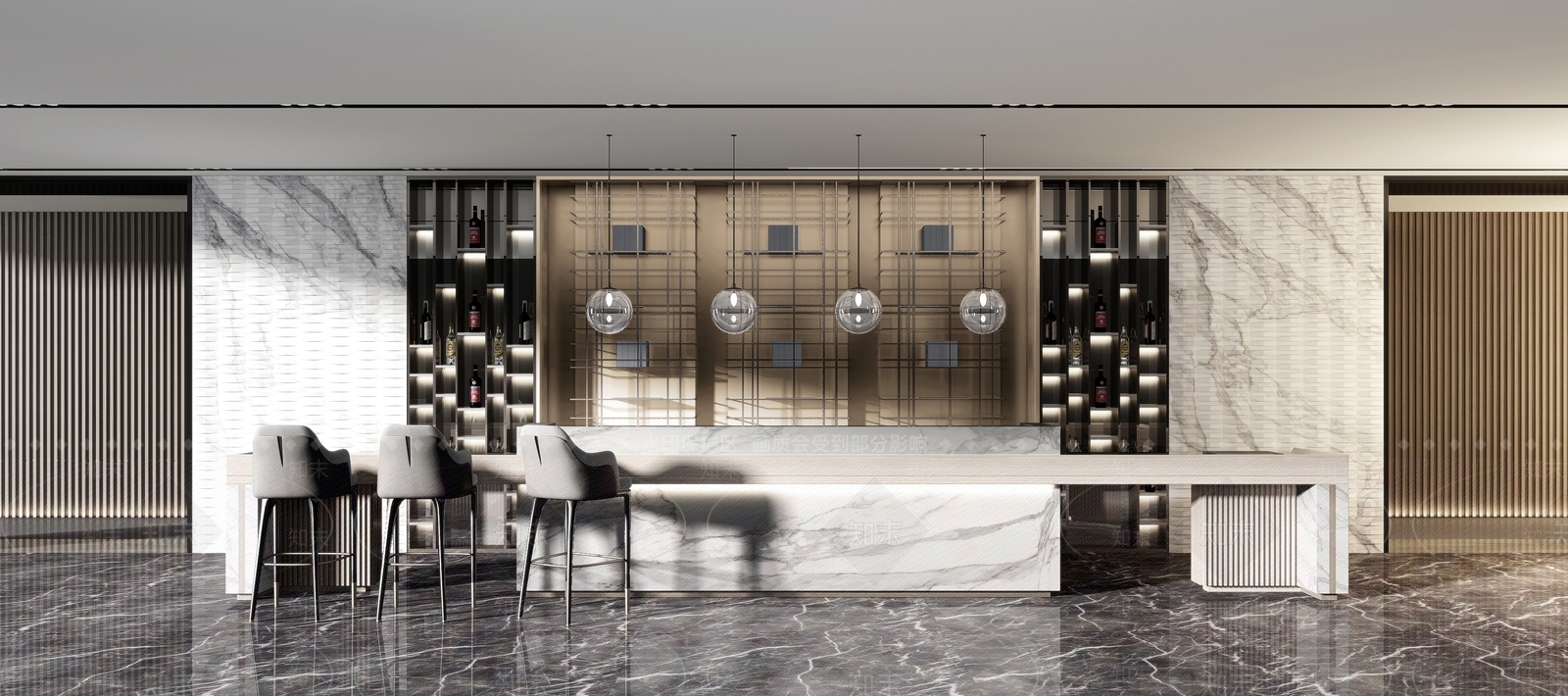 现代酒店吧台3D模型下载【ID:1155878575】