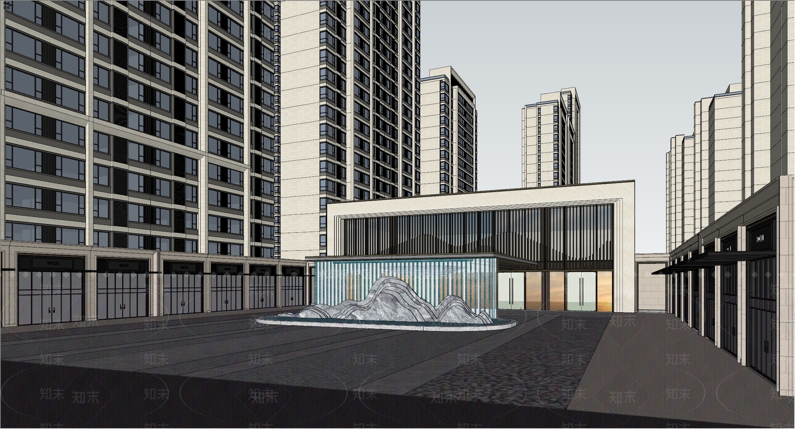 现代小区住宅SU模型下载【ID:1155879641】