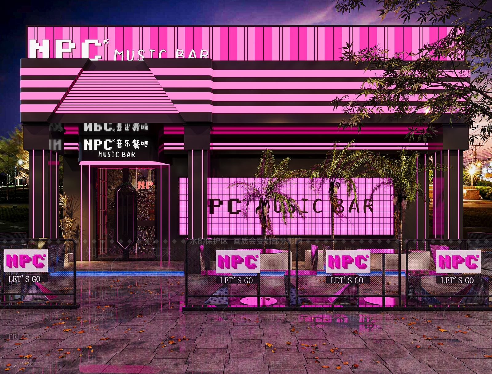现代网红酒馆外观3D模型下载【ID:1155881167】