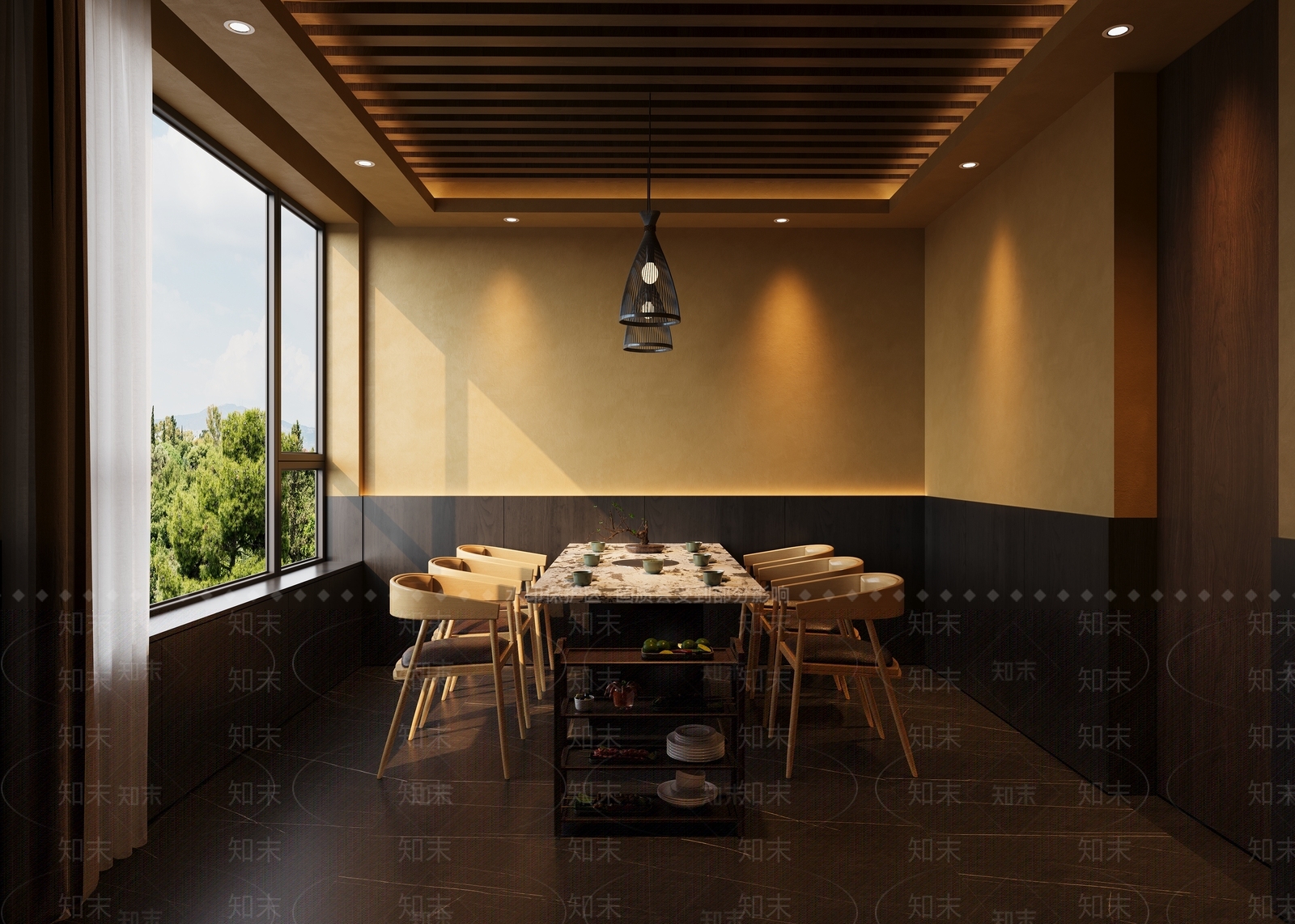 现代餐饮火锅烤肉包间3D模型下载【ID:1155883960】