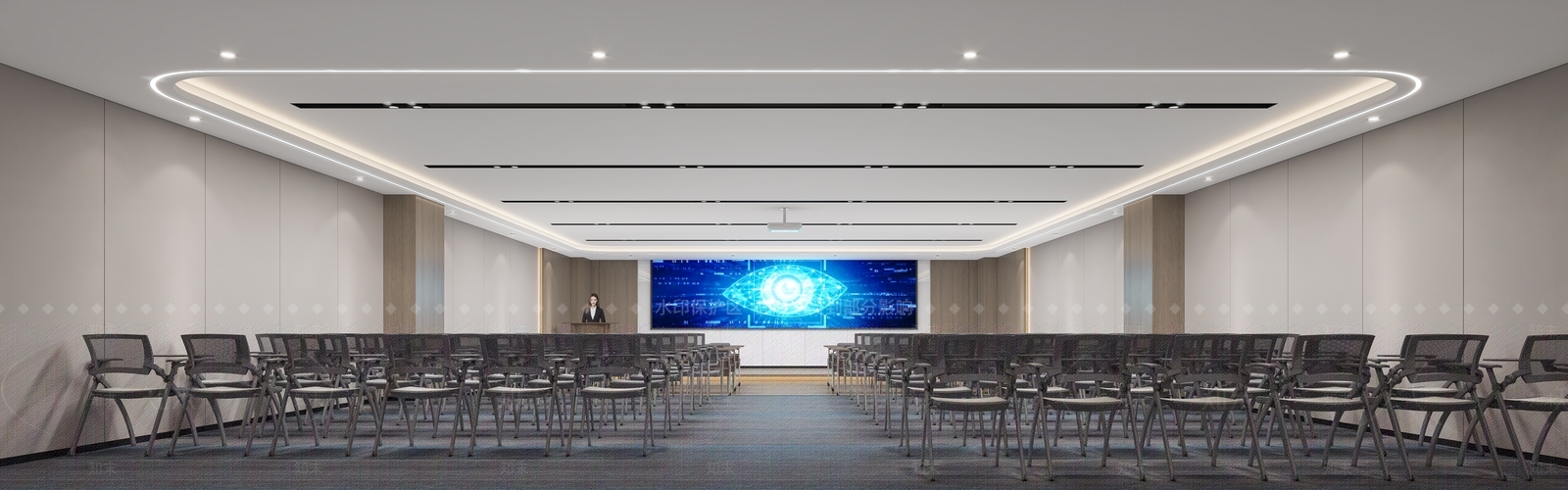 现代培训室会议室3D模型下载【ID:1155884988】