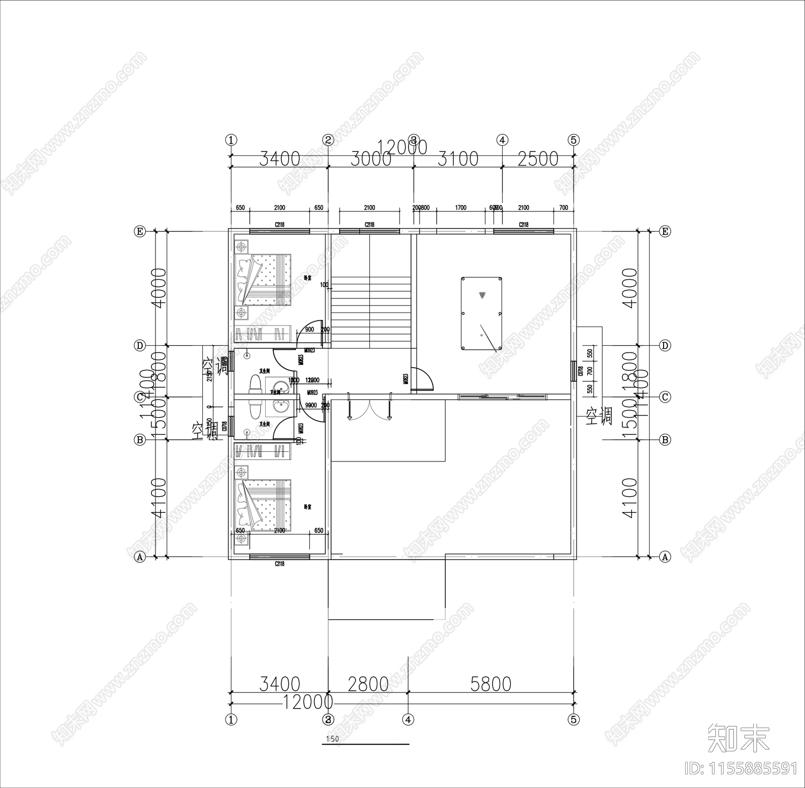 12×11三层新中式自建房建cad施工图下载【ID:1155885591】