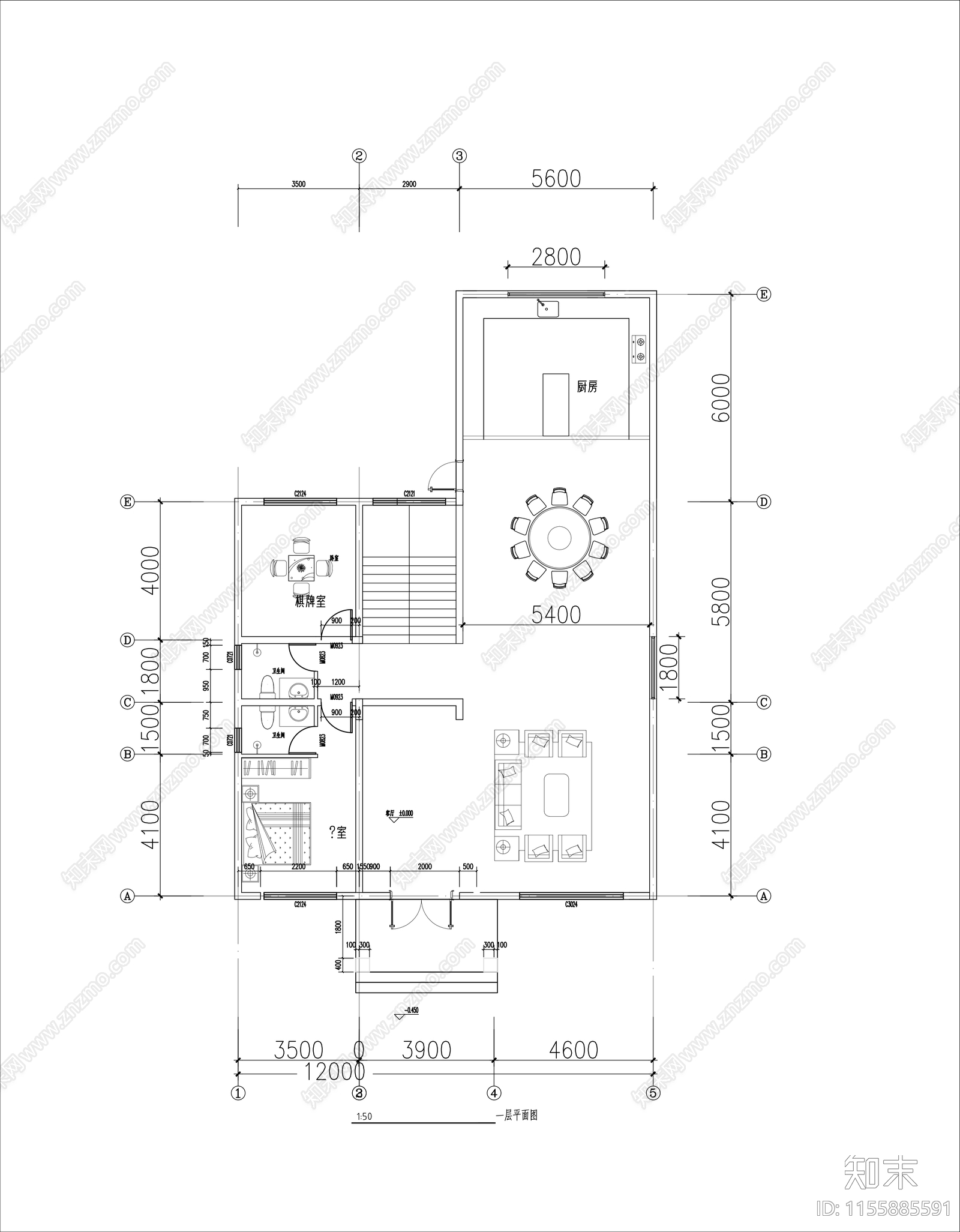 12×11三层新中式自建房建cad施工图下载【ID:1155885591】