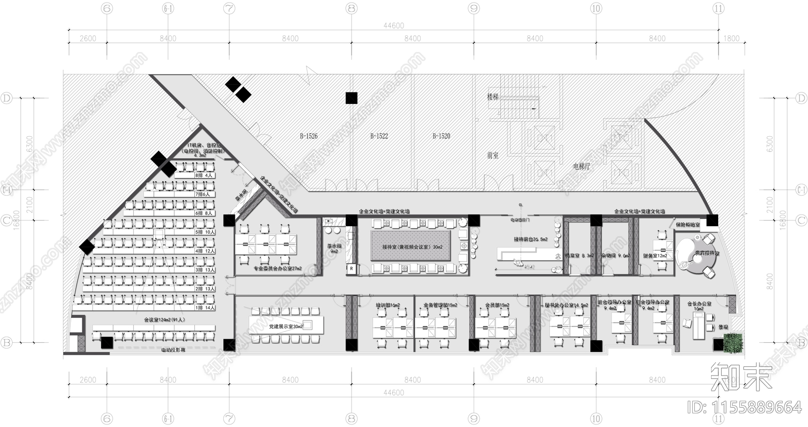 现代简约办公cad施工图下载【ID:1155889664】