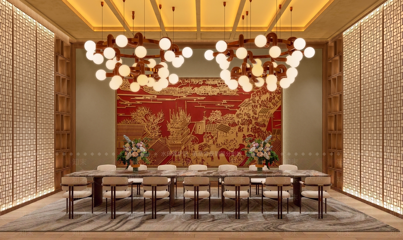 新中式西餐厅包房SU模型下载【ID:1155889890】