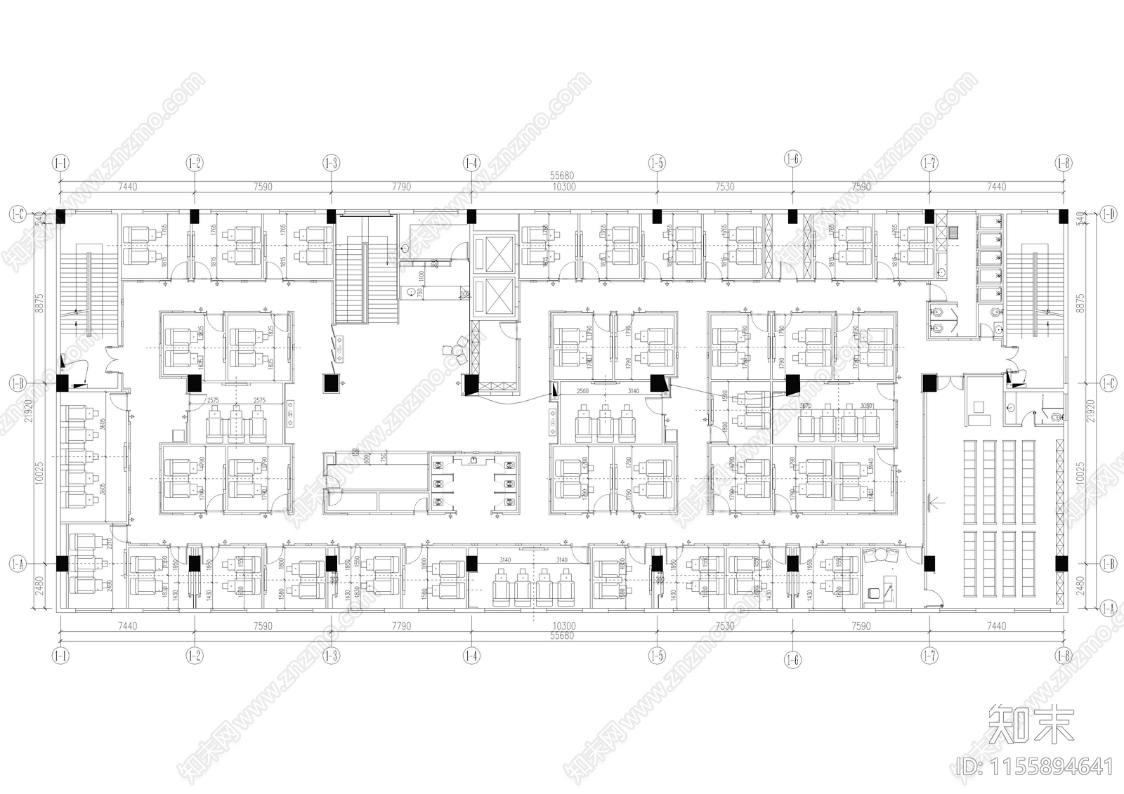 现代洗浴会所足疗馆空间设cad施工图下载【ID:1155894641】