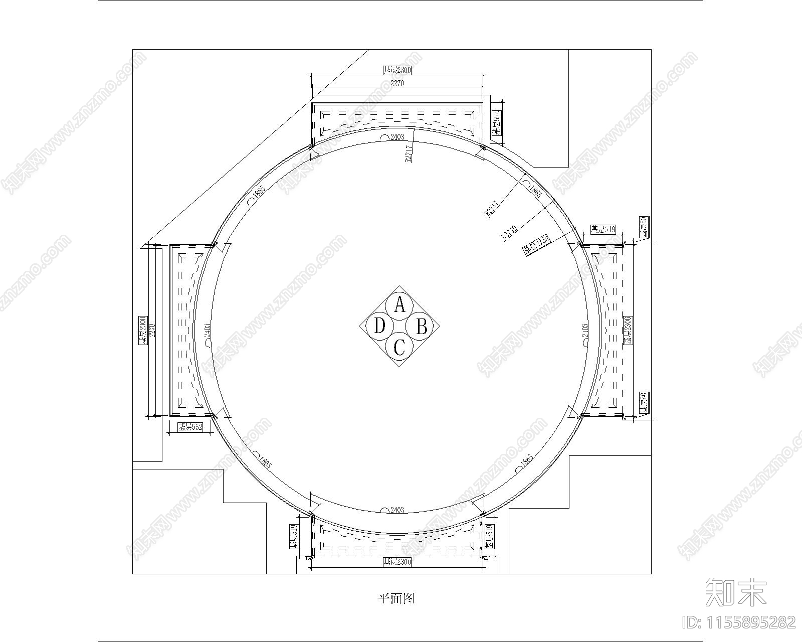 展厅圆形厅CAcad施工图下载【ID:1155895282】