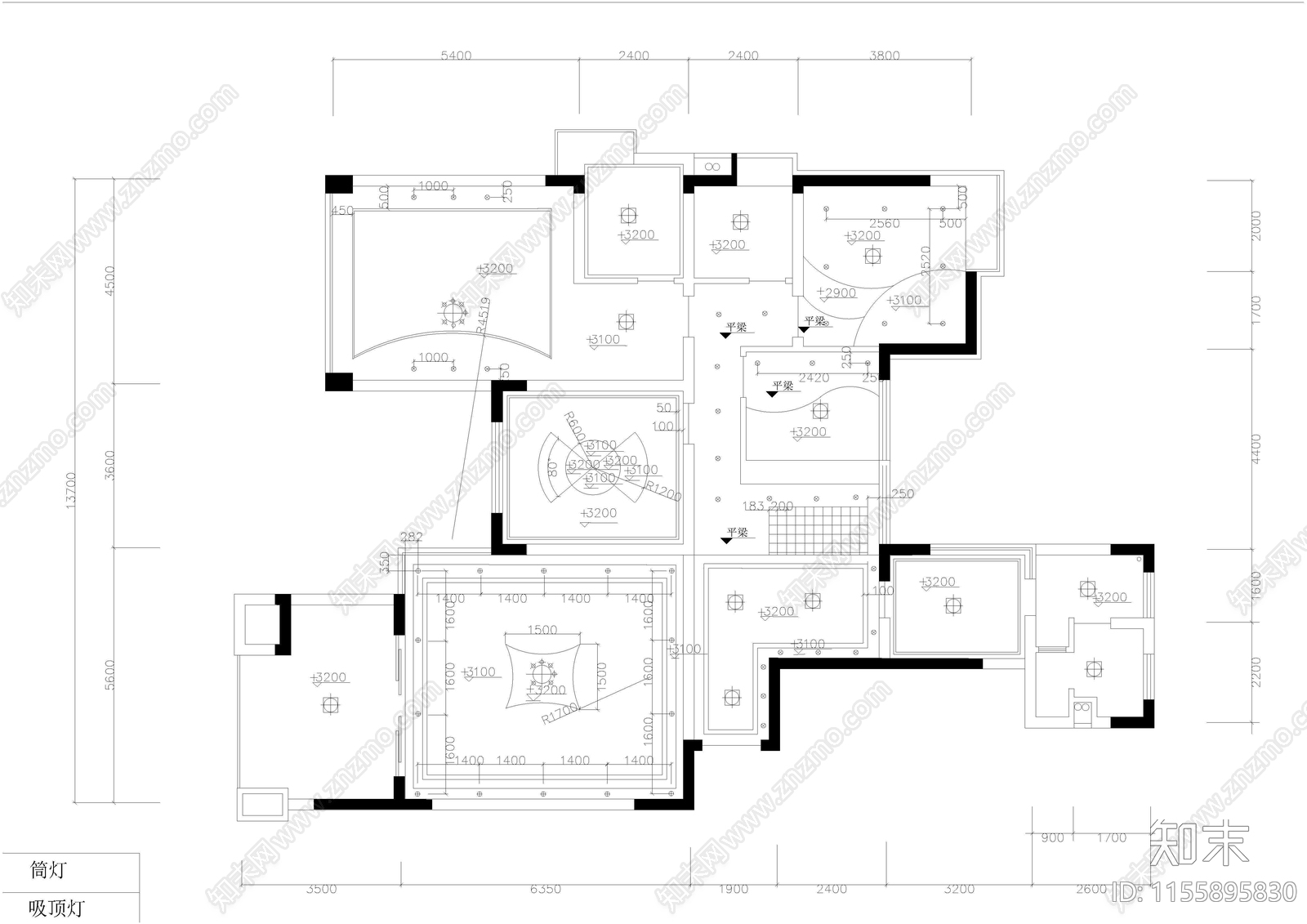 住宅室内家装设计图纸cad施工图下载【ID:1155895830】