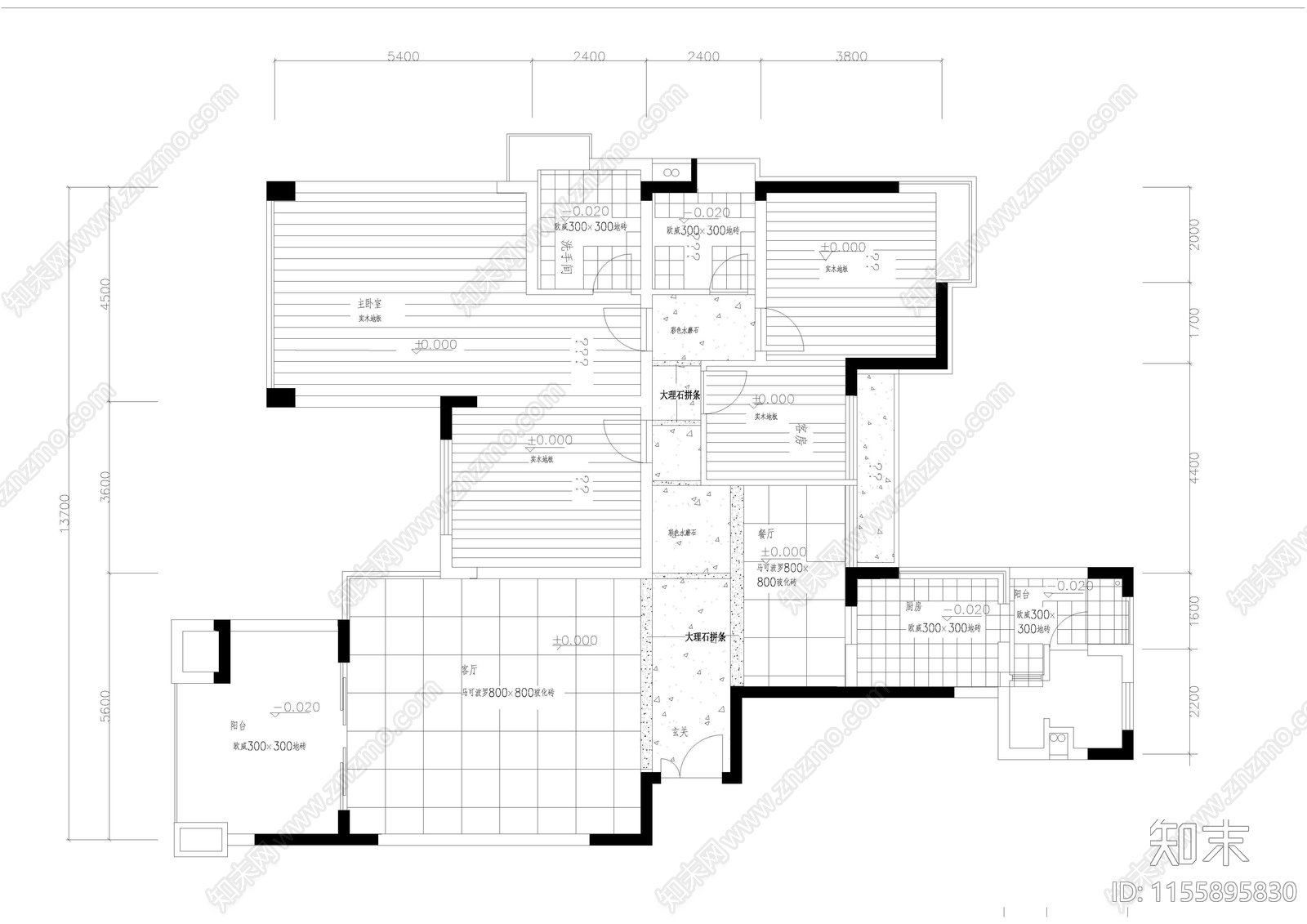 住宅室内家装设计图纸cad施工图下载【ID:1155895830】