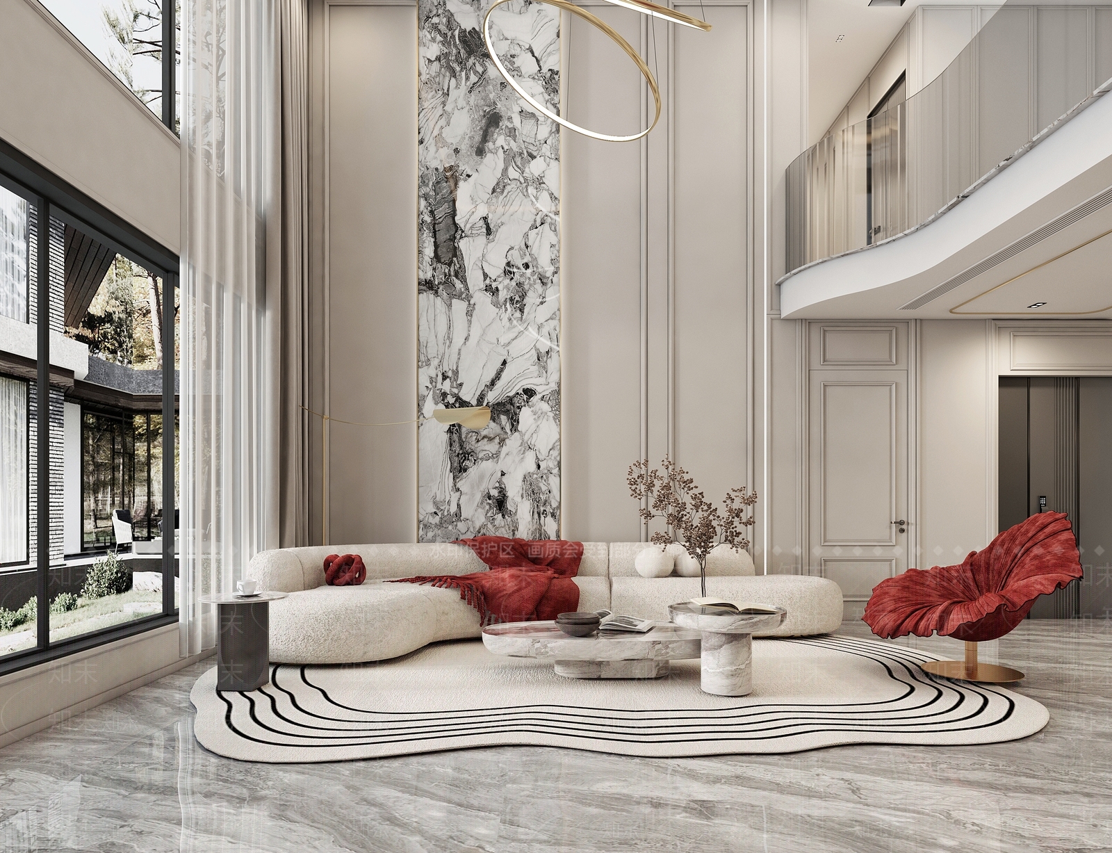 简欧轻奢别墅客餐厅3D模型下载【ID:1155903364】