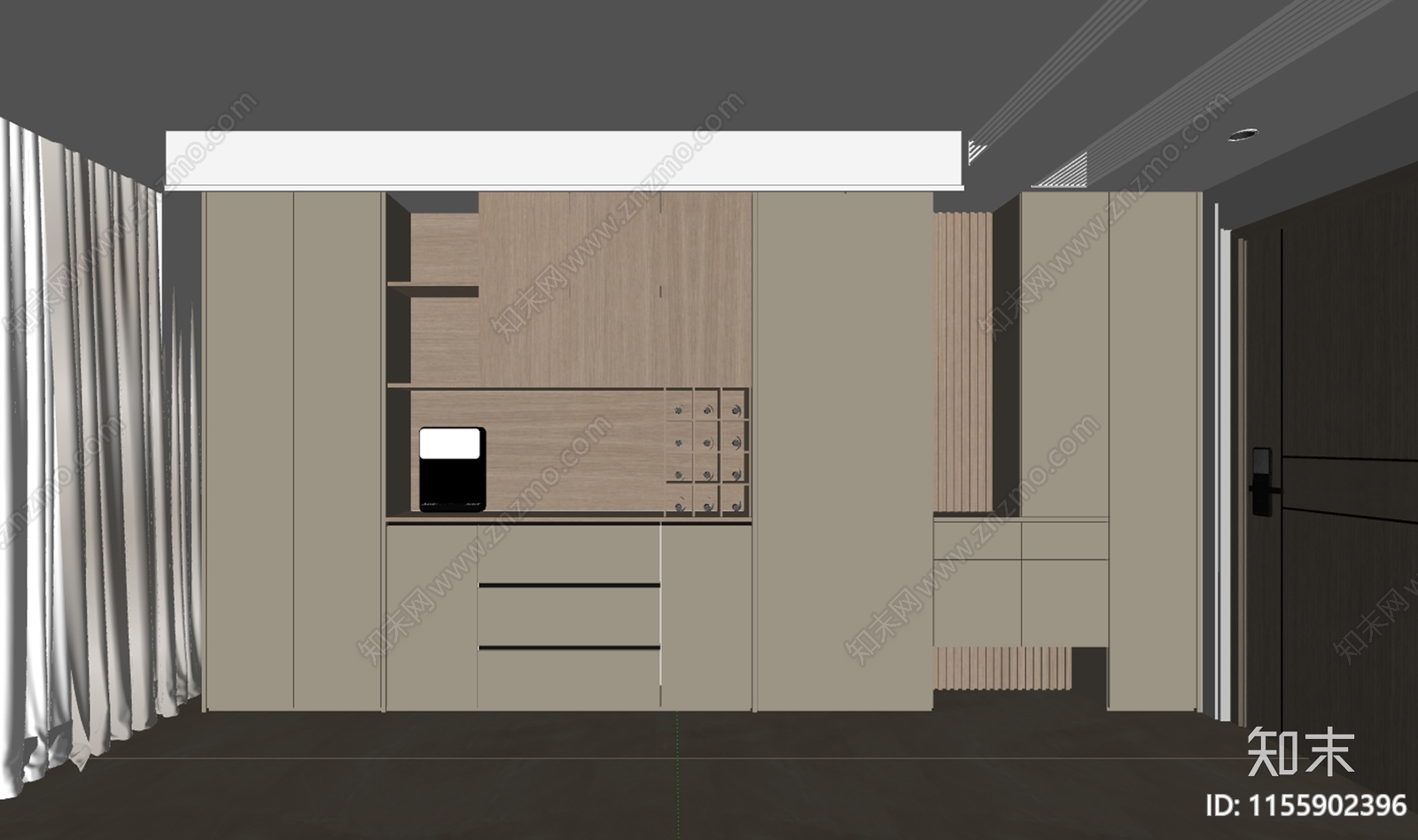 现代餐边柜SU模型下载【ID:1155902396】