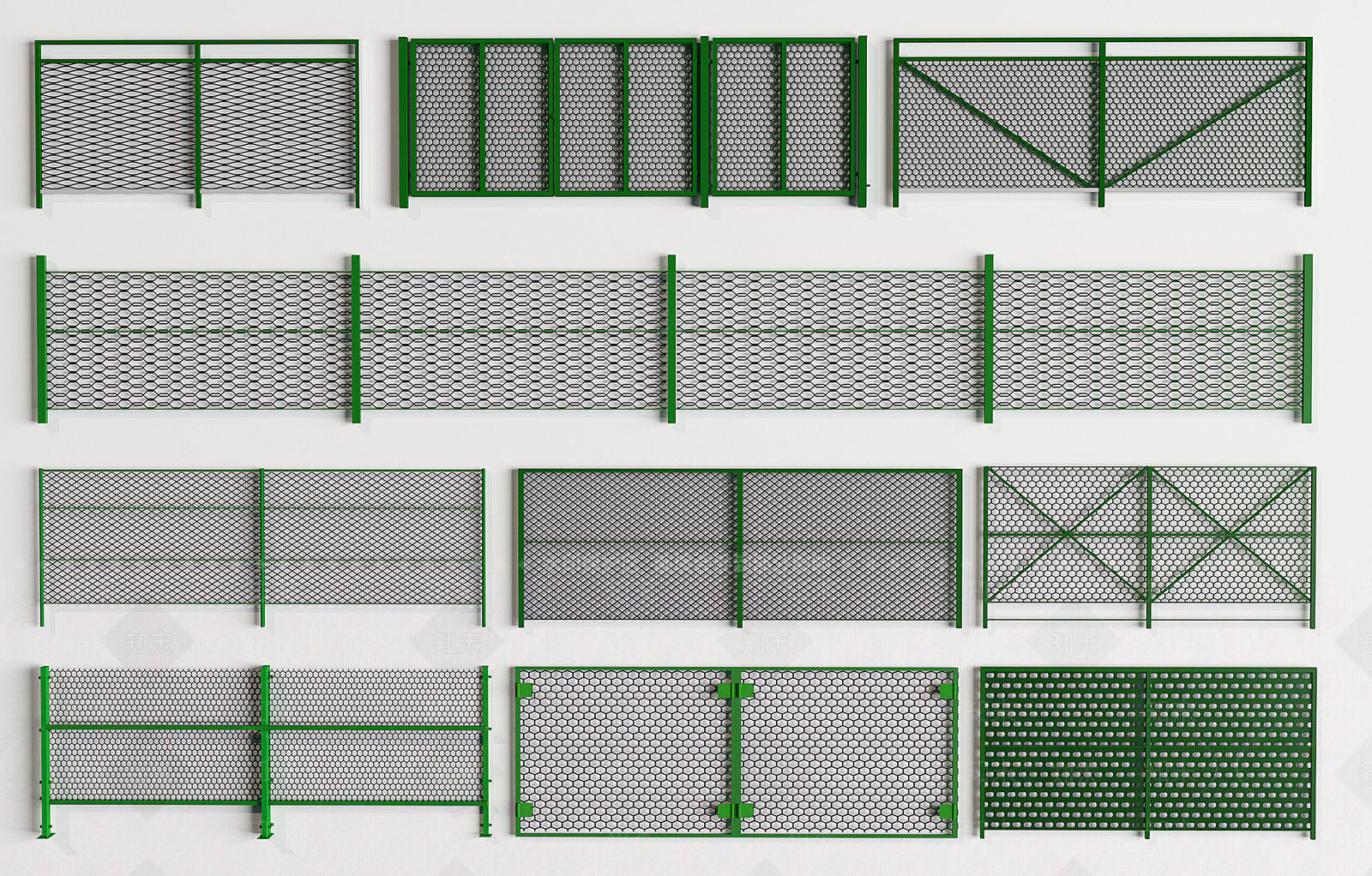 现代铁丝网栏杆SU模型下载【ID:1155904099】